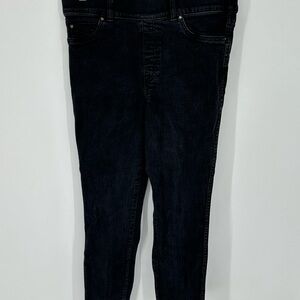 Spanx Jean-Ish Ankle Leggings Women’s Sz L Black Stretch Faux Pockets Pull On W9